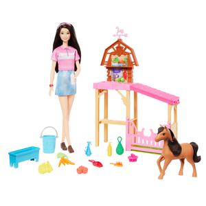 MUĂECA BARBIE SET CUIDADO DE PONYS CON RENEE