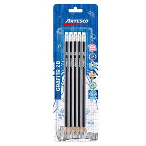 LÁPIZ 2B GRAFITO ARTESCO CON BORRADOR BLÍSTER X 5 UND