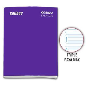CUADERNO TRIPLE RAYA DELUXE COLLEGE MAX COSIDO MORADO 80 HOJAS