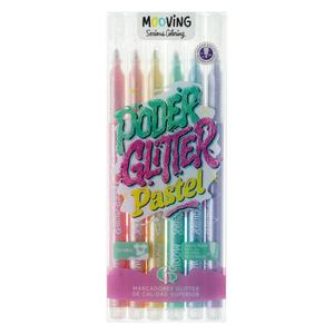 PLUMÓN DELGADO MOOVING PODER GLITTER PASTEL X 6 UND