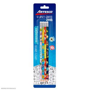 LÁPIZ HB ARTESCO MENSAJES CON BORRADOR BLÍSTER X 4 UND