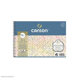 BLOCK CANSON AQUARELLE ESPIRAL 12.5 X 18 CM 300 GR 12 HOJAS