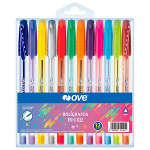 BOLĂGRAFO OVE TRI-X 032 X 12 COLORES