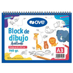 BLOCK DE DIBUJO ANILLADO OVE A3 42 X 29.7 CM 16 HOJAS