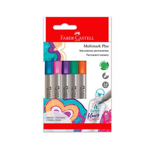PLUMÓN INDELEBLE DELGADO FABER CASTELL MULTIMARK PLUS COLORES NUEVOS X 5 UND