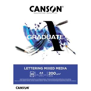 BLOCK CANSON A4 LETTERING MIX MEDIA GRADUATE 200 GR 20 HOJAS
