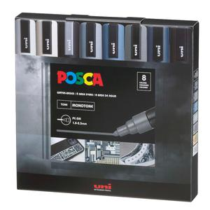 MARCADORES POSCA PC-5M MONOTONE COLOR ESTUCHE X 8 UND