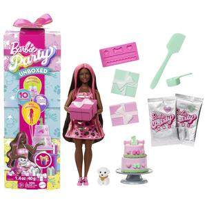 MUĂECA BARBIE UNBOXED FIESTA MASCOTAS VESTIDO ROSA