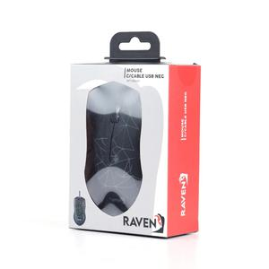 MOUSE RAVEN USB CON CABLE NEGRO