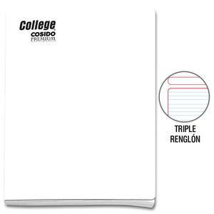 CUADERNO TRIPLE RENGLÓN DELUXE COLLEGE COSIDO BLANCO 80 HOJAS