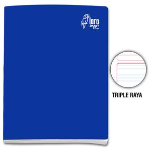 CUADERNO TRIPLE RAYA DELUXE LORO A4 AZUL 80 HOJAS