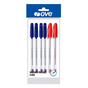 BOLĂGRAFO OVE TRI-X 032 BLĂSTER X 6 UND (AZUL / ROJO)