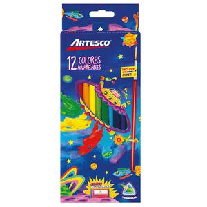 COLORES LARGOS ACUARELABLES ARTESCO + PINCEL + SACAPUNTA X 12 UND