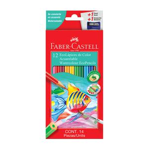 COLORES LARGOS ACUARELABLES FABER CASTELL HEXAGONAL X 12 UND