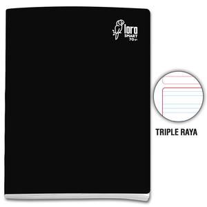 CUADERNO TRIPLE RAYA DELUXE LORO A4 NEGRO 80 HOJAS