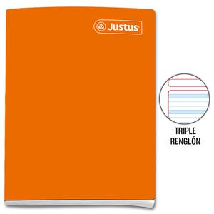 CUADERNO TRIPLE RENGLÓN CON SOMBRA DELUXE JUSTUS A4 ANARANJADO 80 HOJAS