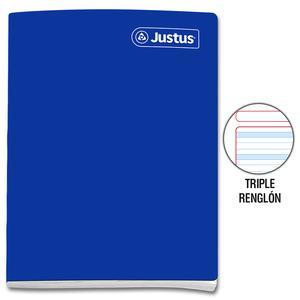 CUADERNO TRIPLE RENGLÓN CON SOMBRA DELUXE JUSTUS A4 AZUL 80 HOJAS