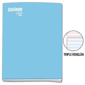 CUADERNO TRIPLE RENGLĂN CON SOMBRA DELUXE COLLEGE A4 CELESTE 100 HOJAS