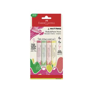 MARCADOR FABER CASTELL SHAKE & PAINT COLORES NEÓN X 4 UND