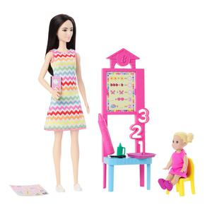 MUĂECA BARBIE PROFESIONES SET MAESTRA CABELLO NEGRO