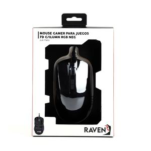 MOUSE GAMER RAVEN 7D CON ILUMINACIĂN RGB NEGRO
