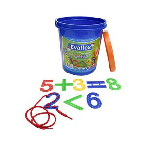 JUEGO DIDĂCTICO EVAFLEX ENSARTE NĂMEROS Y SĂMBOLOS BALDE X 150 PIEZAS + 8 PIEZAS