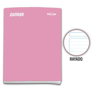 CUADERNO RAYADO DELUXE COLLEGE BAKAN ROSADO 80 HOJAS