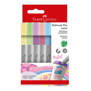 PLUMÓN INDELEBLE DELGADO FABER CASTELL MULTIMARK PLUS PASTEL X 5 UND