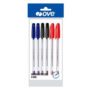 BOLĂGRAFO OVE TRI-X 032 BLĂSTER X 6 UND (AZUL / ROJO / NEGRO)