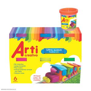 PLASTILINA ARTI CREATIVO ULTRA SUAVE NEÓN POTE X 6 UND