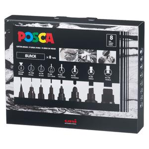 MARCADORES POSCA PC-MIX NEGRO TODAS LAS PUNTAS ESTUCHE X 8 UND