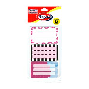 ETIQUETA ESCOLAR PEGAFAN PINK X 12 UND