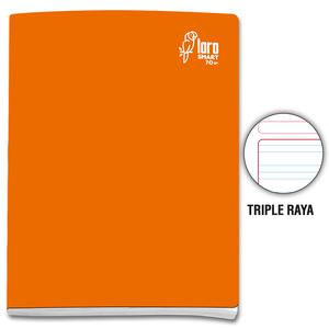 CUADERNO TRIPLE RAYA DELUXE LORO A4 ANARANJADO 80 HOJAS