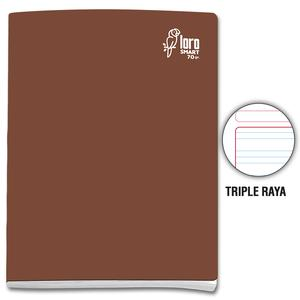 CUADERNO TRIPLE RAYA DELUXE LORO A4 MARRĂN 80 HOJAS