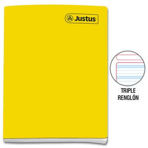 CUADERNO TRIPLE RENGLĂN CON SOMBRA DELUXE JUSTUS A4 AMARILLO 80 HOJAS