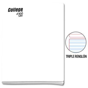 CUADERNO TRIPLE RENGLĂN CON SOMBRA DELUXE COLLEGE A4 BLANCO 100 HOJAS