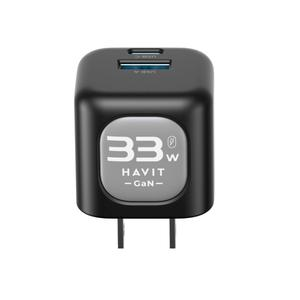 CARGADOR DUAL HAVIT UC230 33W USB-A USB-C TECNOLOGÍA GAN NEGRO