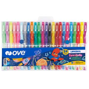 BOLĂGRAFOS ESCARCHADOS OVE X 24 COLORES