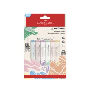 MARCADOR FABER CASTELL SHAKE & PAINT COLORES PASTEL X 6 UND