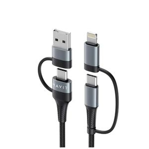 CABLE DE CARGA MÚLTIPLE HAVIT SUPER RÁPIDA 4 EN 1 HV-CB6244 USB / USB-C A USB-C / LIGHTNING 1M COLOR NEGRO