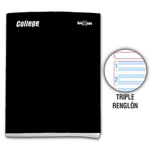 CUADERNO TRIPLE RENGLÓN DELUXE COLLEGE BAKAN A4 NEGRO 80 HOJAS