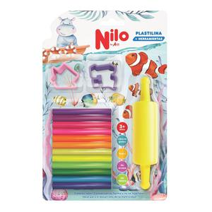 PLASTILINA NILO COLORES NEÓN X 12 UND + HERRAMIENTAS