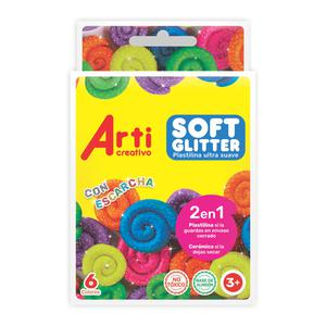PLASTILINA JUMBO ARTI CREATIVO SOFT GLITTER X 6 UND