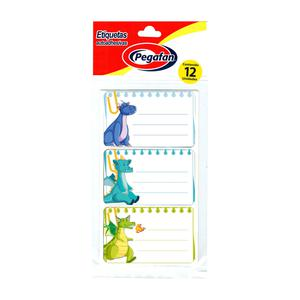 ETIQUETA ESCOLAR PEGAFAN DINOS X 12 UND