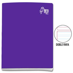 CUADERNO DOBLE RAYA DELUXE LORO A4 MORADO 80 HOJAS