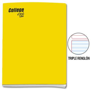 CUADERNO TRIPLE RENGLĂN CON SOMBRA DELUXE COLLEGE A4 AMARILLO 100 HOJAS