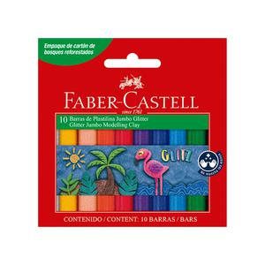 PLASTILINA JUMBO FABER CASTELL GLITTER X 10 UND