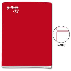 CUADERNO RAYADO DELUXE COLLEGE A4 ROJO 100 HOJAS
