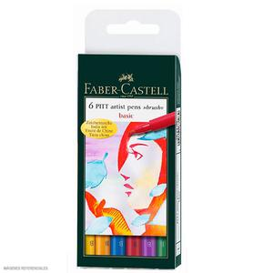 MARCADOR FABER CASTELL PITT ARTIST PENS BASIC SET X 6 UND